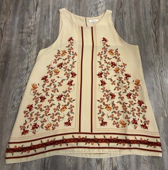 Sophie Max Tops - Sophie Max Studio Beige Floral Print Trapeze Tank Blouse Top
